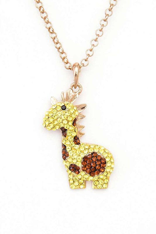 Crystal Giraffe Pendant Necklace