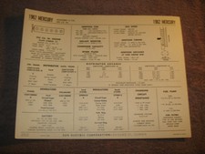 1962 Mercury Monterey 223 I-6 Engine Sun Tune-up Chart Data Chart 1962 Mercury Monterey 223 I-6 Engine Sun Tune-up Chart Data Chart