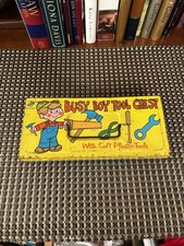 Vintage 1970s Busy Boy Tool Chest Ohio Art Tin Box With Tools