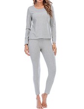 Cotton Thermal Underwear for Women Ultra Soft Long Johns Top  Bottom Set Gre...