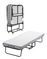 Uimoso Letto a Rotelle Pieghevole con Materasso in Schiuma da 10 cm e Struttura in Metallo, 79 cm