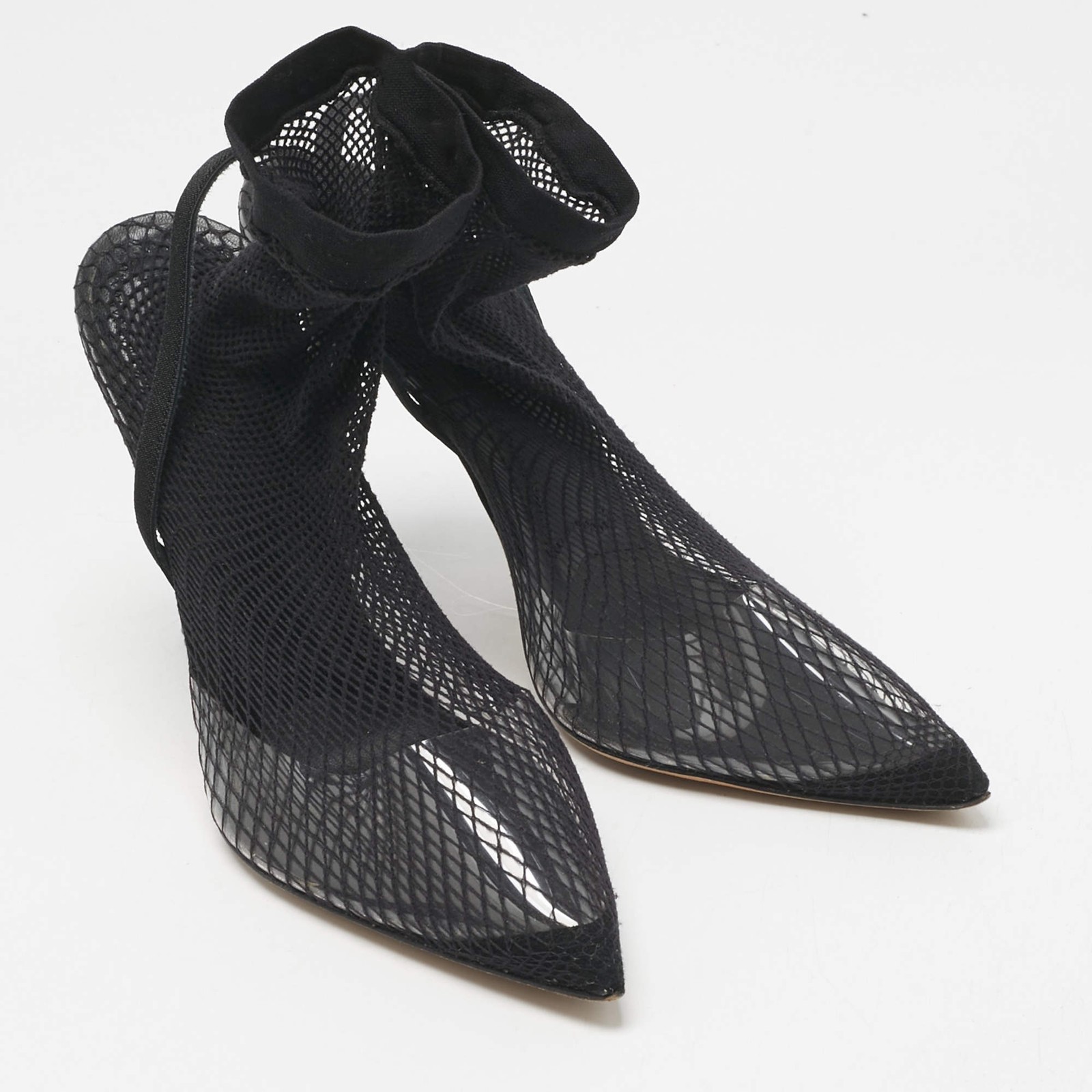 Alexander Wang Black Knit Fabric and PVC Caden Booties Size 39.5 image 4