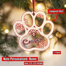 Personalized Dog Paw Ornament   Custom Pet Name Christmas Tree Keepsake