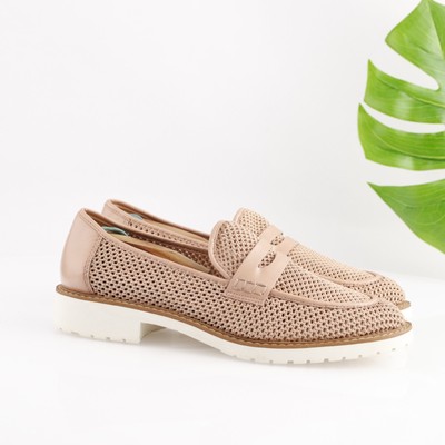 Franco Sarto Womens Celeste Loafer Size 10 Blush Pink Mesh Penny Lug SlipOn Shoe