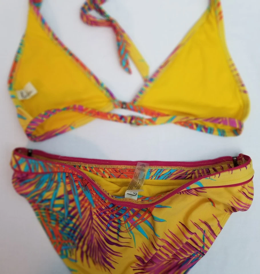 Traje de baño/bañador Leilani de dos piezas amarillo multicolor halter bikini talla 8 Foto 3 de 3