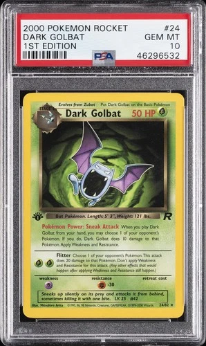 2000 POKEMON ROCKET 1ST EDITION #24 DARK GOLBAT PSA 10