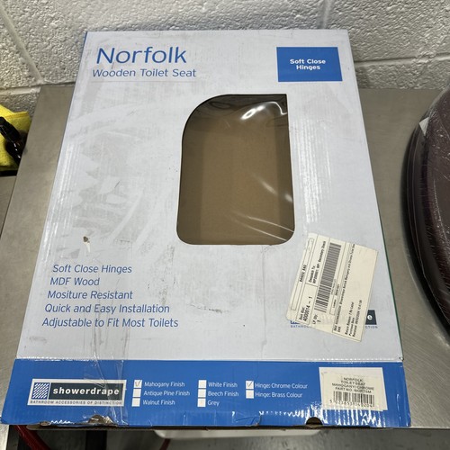 Showerdrape Norfolk Mahogany And Chrome Toilet Seat - Picture 4 of 5