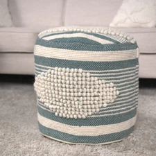 Diamond Handcrafted Fabric Cylindrical Pouf