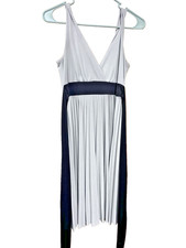 ✨ Elegant Silver & Black Pleated Cocktail Mini/Midi Dress Made in USA Size Small