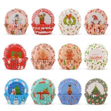 600 Pcs Christmas Cupcake Liners Muffin Baking Cups for Christmas Holiday