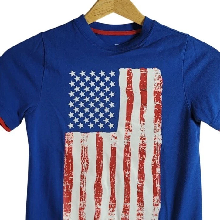 J Khaki Boys American Flag T Shirt Blue Size 6 Short Sleeve Patriotic July 4 - Image 2 of 4