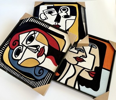 ⚜️New BP Modern Textile Embroidered Woven Wall Art Picasso Face