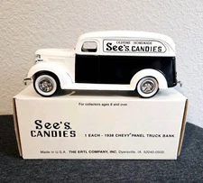 VTG See's Candies 1938 Chevy Panel Truck Bank ERTL Diecast #746790 Collectible 