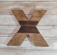 Rustic Distressed 2 Tone Wooden Letter X Gallery Wall 8 Inches Tall