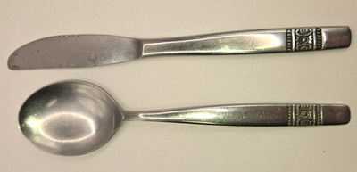 Vintage Mid-Century Modern Rostfrei Stainless Steel Flatware Spoon & Knife Set F