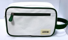 Borsa da toeletta Lacoste bianca e verde con tasca frontale con cerniera *COSÌ COM'È*