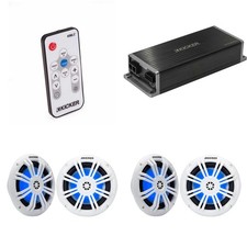 Kicker Marine KPX300.4 Powersports Amp  2 6.5" White Marine LED Speakers ...
