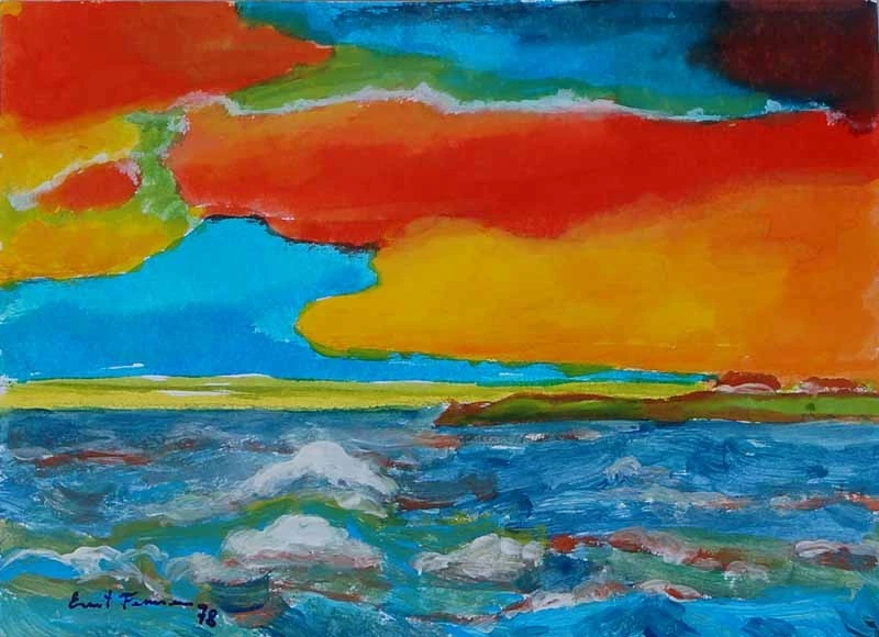 Original Gemälde von Ernst Fermen *1947, Aufkommende Flut - Hallig/Nordsee 1978 - Bild 2 von 4