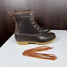 L.L.Bean 8 Brown Leather Flannel Lined Duck B...