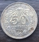 1935 Mexican 50 Centavos Coin with 720 Silver Cap and Rays — photo 1