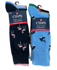 Chaps Socks 6 Pairs Combed Cotton Premium Dress 6-12.5 Mens Flamingo Crab NEW