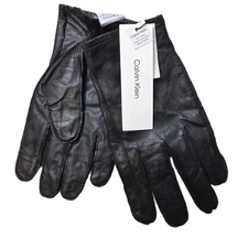 Calvin Klein Leather Gloves Men's XL Black Genuine Tech Fingers $88 NEW