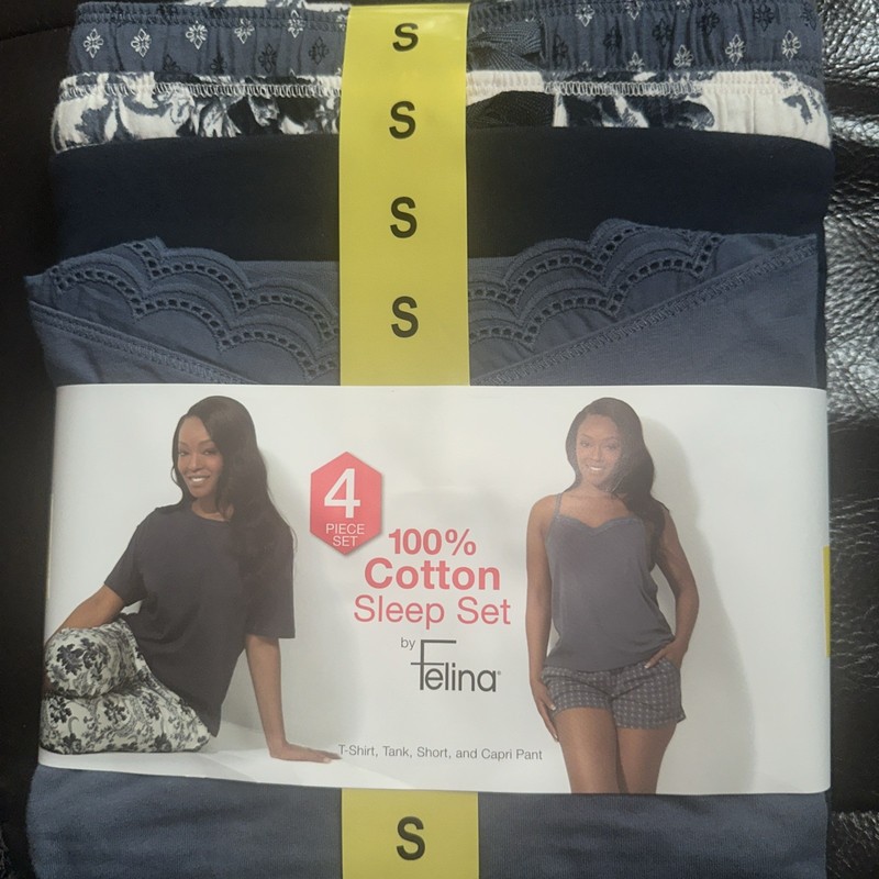 NWT Felina Women's 100% Cotton 4-piece PJ Set Size S