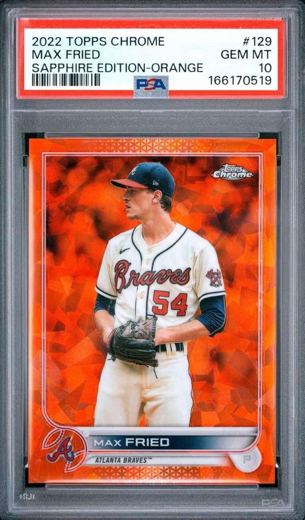 Max Fried #129 2022 Topps Chrome Sapphire Edition - Orange PSA 10 Atlanta Braves