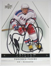 THEOREN FLEURY SIGNED 13-14 UPPER DECK TRILOGY RANGERS CARD AUTOGRAPH AUTO!!!