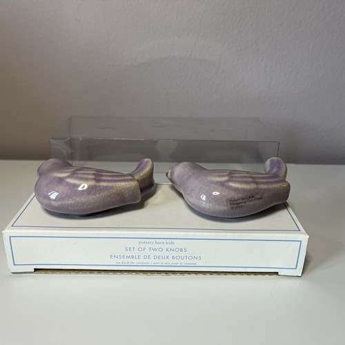 2 Pottery Barn Kids Handles/ Knobs Purple Distressed Bird Knobs W/Hardware - Picture 2 of 5