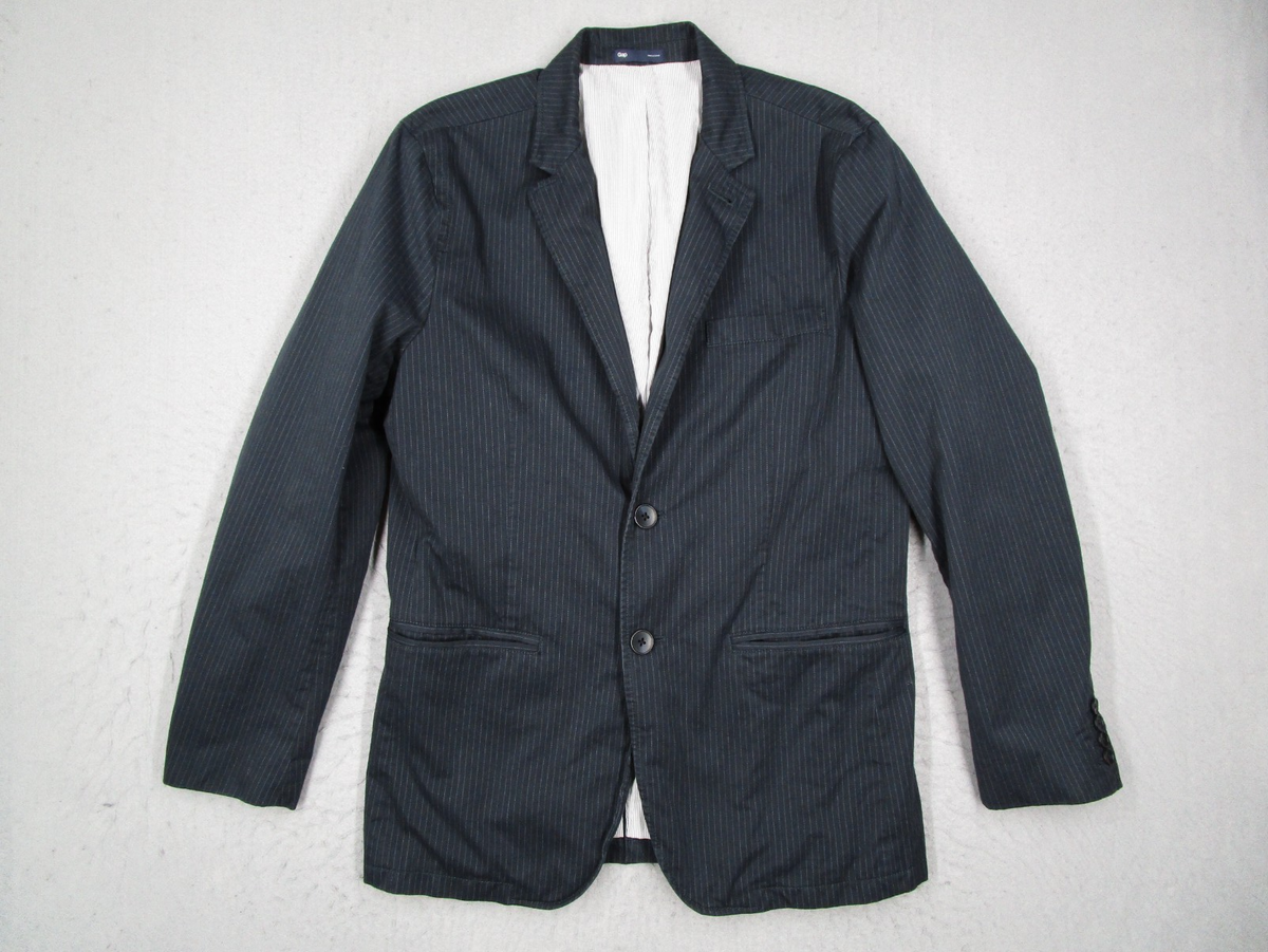 Gap Jacket Mens Small Blue Striped Button Unstructured Blazer Sport Coat  Ivy