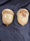 2 Vintage Frankoma #190 Acorn Wall Pockets, Desert Gold, 6.0" H