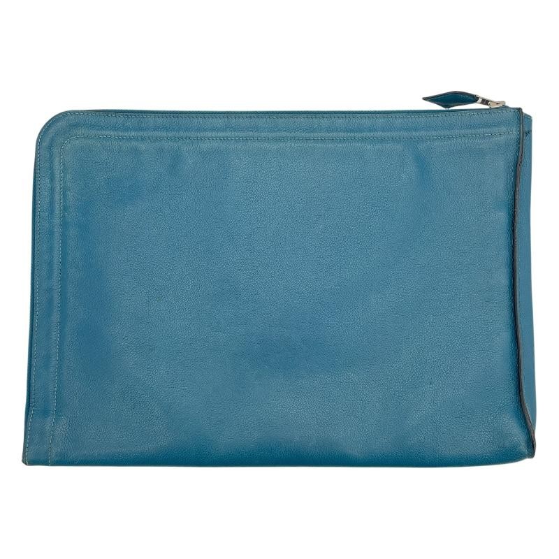 HERMES Zip Computer Evercolor Second Bag Blue Squ… - image 2
