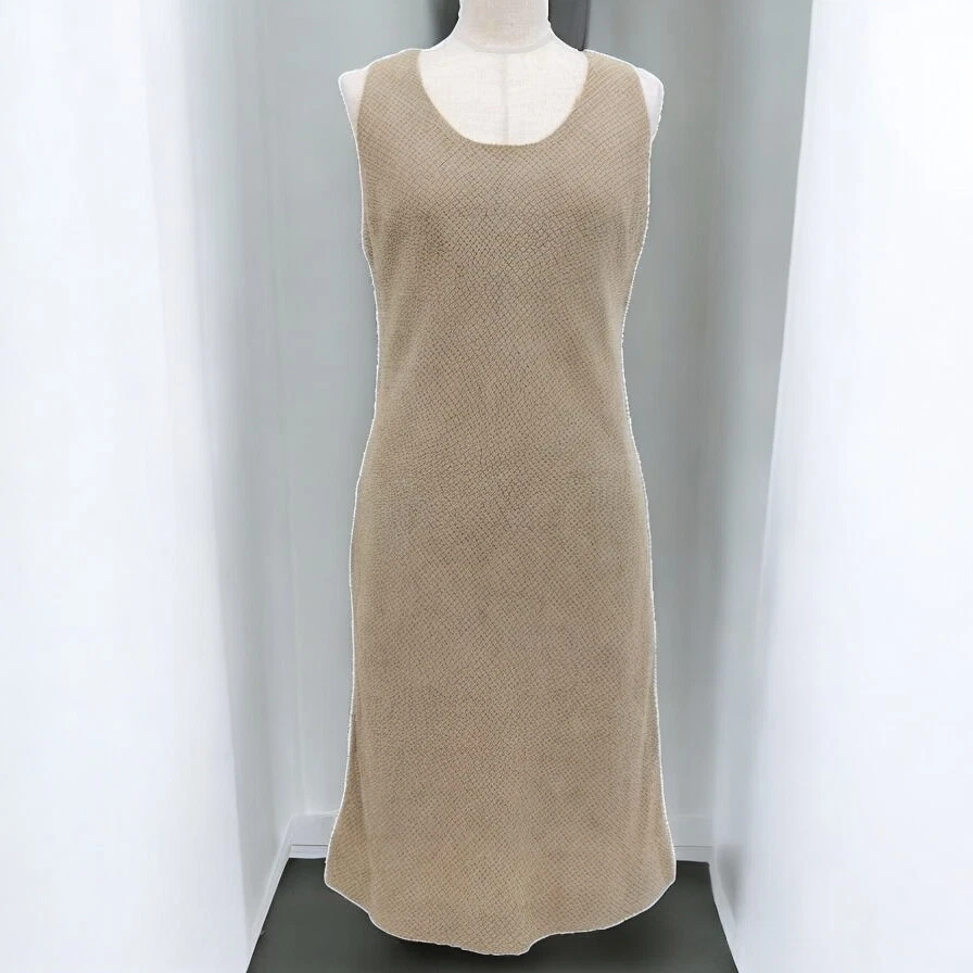 Chanel — CHANEL Sleeveless dress Wool Silk Beige Size 42 Women's P10475V06389 France Auth