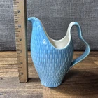 Vintage Red Wing Pottery MCM Creamer Pitcher, Basket Weave Blue 5.5”