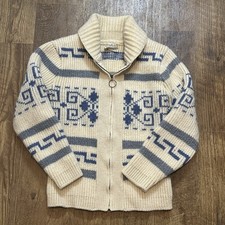 VTG 70s Pendleton Western Wear Westerly The Dude Lebowski Cardigan Sweater Blue