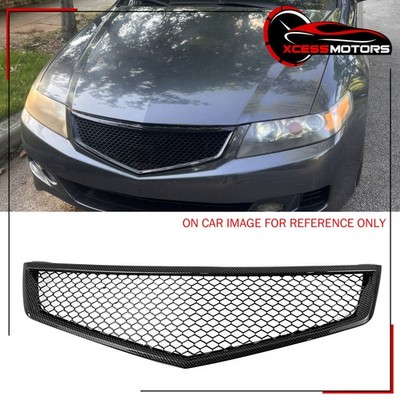 Front Bumper Honeycomb Mesh Grille For 2006-2008 Acura TSX Carbon Fiber Look ABS