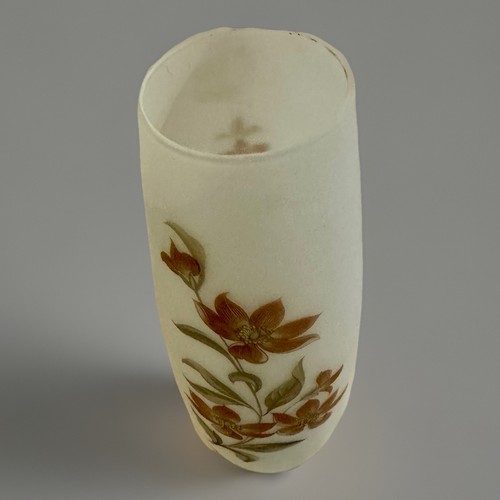 Vintage Norleans Italy Floral White Satin Cased Glass Vase - Picture 2 of 11