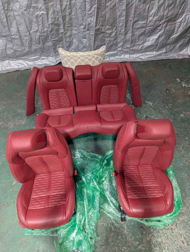 14-23 JUEGO COMPLETO ASIENTOS MASERATI GHIBLI CUERO COMPLETO OEM LÍNEA ROJA  Foto 2 de 4