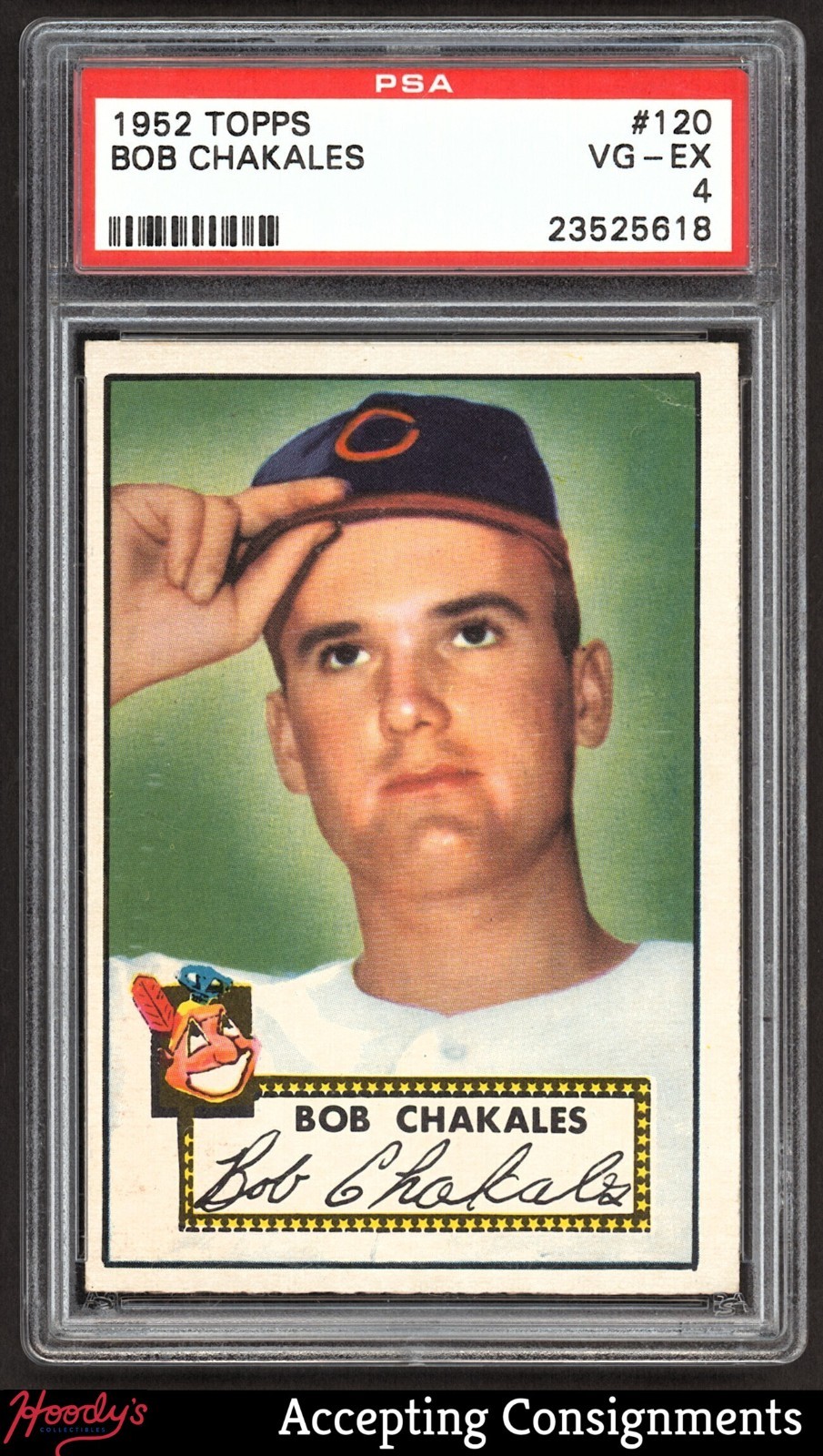 1952 Topps #120 Bob Chakales RC ROOKIE INDIANS PSA 4 VG/EX view 1