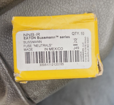 Eaton Bussmann NNB-R Neutral Fuse Link Cartridge, Yellow Brass count of 10 pack 