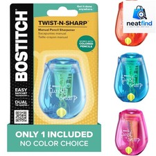 Office Pencil Sharpener, Manual, One Assorted Color, Twist-n-Sharp, Kids, Boy...