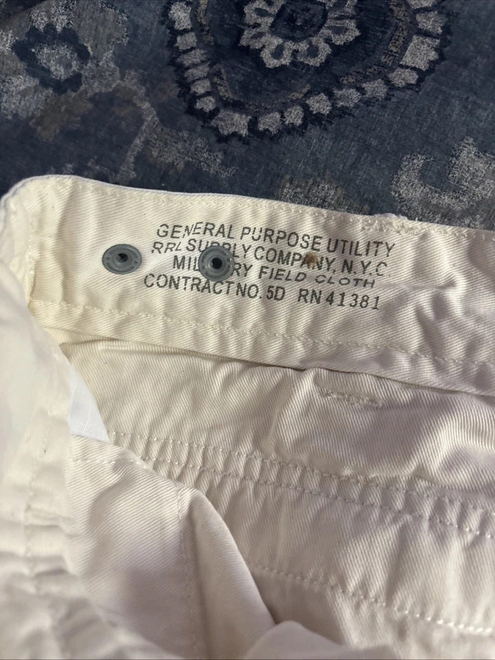 RRL Ralph LaurenM en’s 工装短裤尺寸 34 腰白色 — 第 2/4 张图片