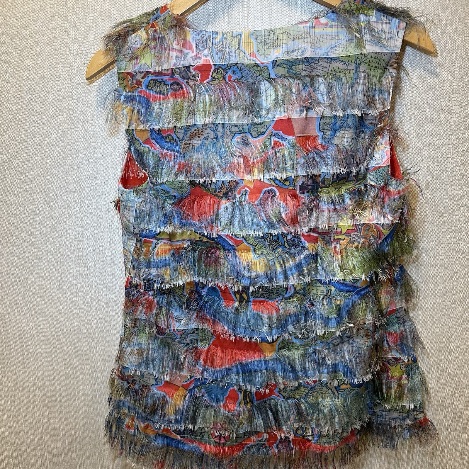 Rare French Aventures des Toiles sleeveless fringe Top size 42. FAB! image 6