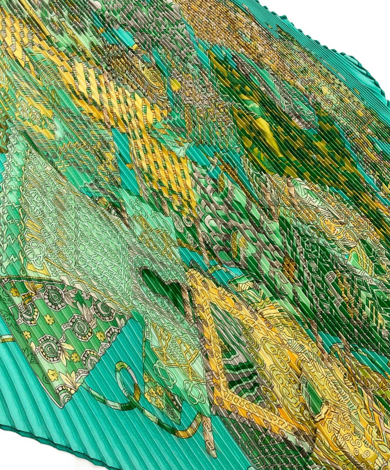 Hermes Scarf Silk Pleated Green A Journey Through the World's Fabrics From Japan thumbnail 15