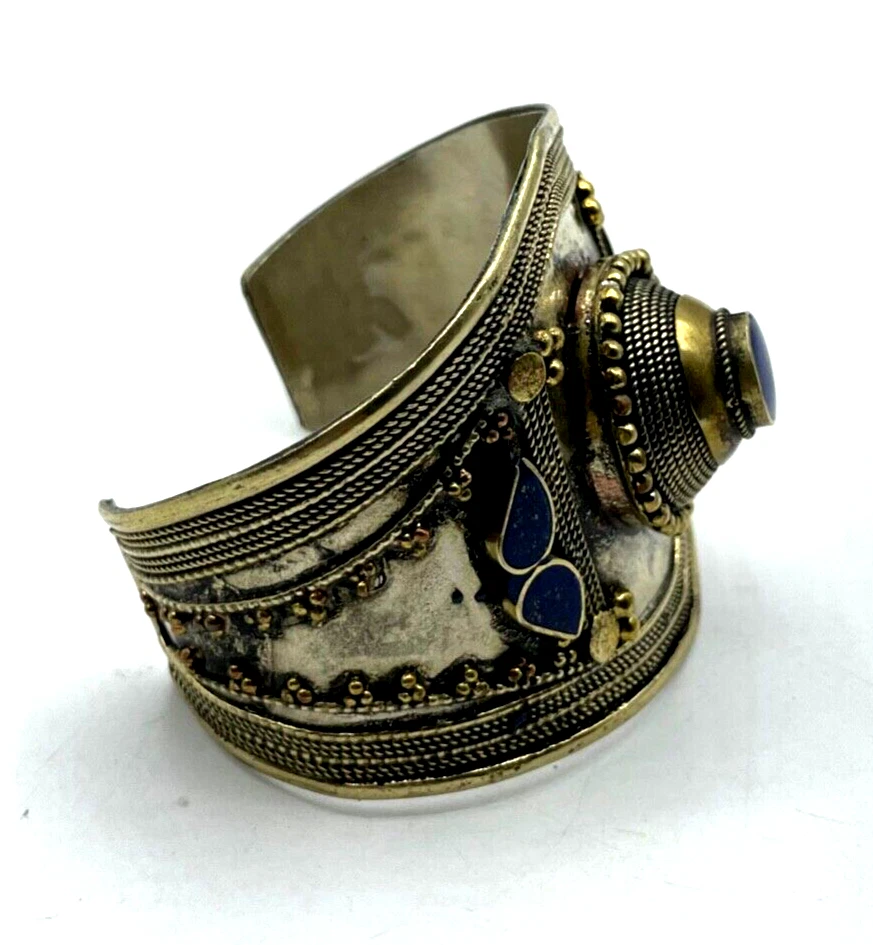 Stattlicher vintage Tuareg Berber Schmuck Armreif Armspange Lapislazuli unisex - Bild 3 von 4