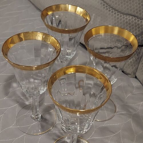 Tiffin-Franziskaner RAMBLER ROSE Wasserkelch Goldrand 6,75x3,25" 4er Set GETRAGEN - Bild 2 von 12