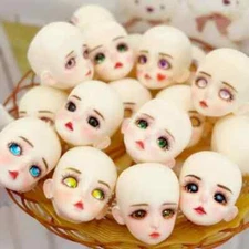 New 1/6 Hand Makeup Bjd Baby Head Hand-painted Baby Head Ball Doll for Girls