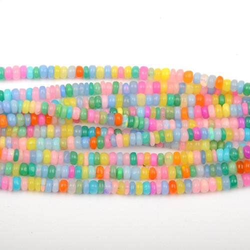 Multi Color Ethiopian Opal Gemstone Beads 3 MM 16 Inch Strand Smooth Rondelle - Picture 7 of 7