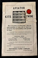 Vintage Providence Rhode Island AVIATOR KITE String SAMPLE Twine Kites RI